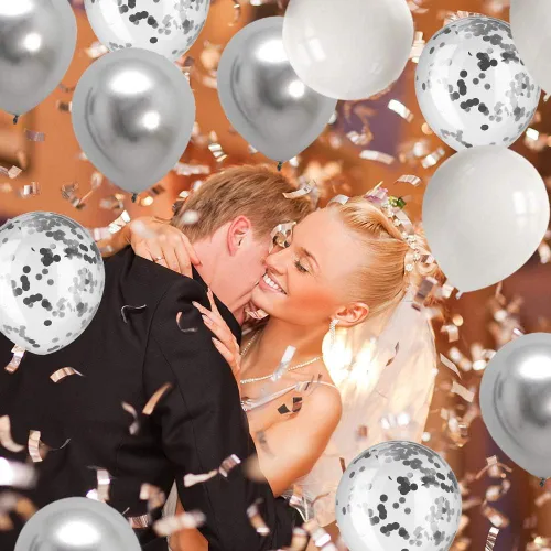 Miniatura 9 de Bezente - Globos de 12 pulgadas de látex con purpurina y confeti para bodas, graduaciones, despedidas de soltera, cumpleaños y compromisos, aptos