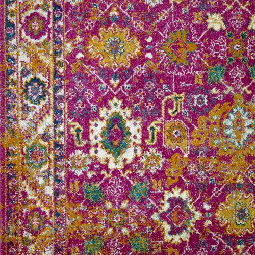 Miniatura 9 de Leick Home 594234 Laraline - Alfombra rectangular vintage de medallón turco con collage de medallón fucsia desteñido, para sala de estar