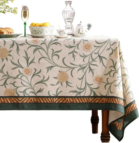 patdrea - Mantel de lino floral, grueso, decorativo y francés para mesas rectangulares o cuadradas, para cocina y comedor, 55 x 71 pulgadas