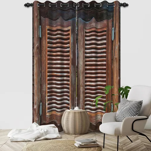 Miniatura 104 de Cortinas rústicas para ventana de puerta de granero, puerta de madera gris, puerta de garaje, tratamiento de ventana para sala de estar, dormitorio