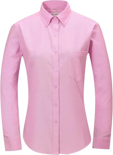 Miniatura 12 de Camisa con botones para mujer de manga larga Oxford camisa de algodón de corte clásico, blusa de trabajo resistente a las arrugas