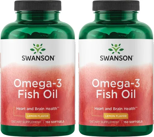 Swanson Aceite de pescado Omega-3 Suplemento de apoyo para el corazón, el cerebro y las articulaciones para adultos conscientes de la salud, sabor a