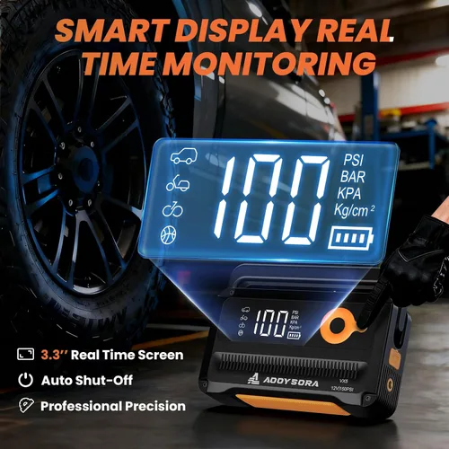 Miniatura 4 de Arrancador de batería de coche 9 en 1 6000A con compresor de aire 26800mAh, caja de salto portátil de 150PSI 12V con inflador de neumáticos