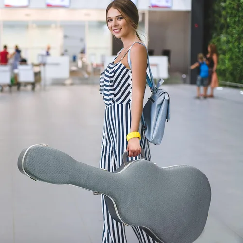 Miniatura 8 de CAHAYA Funda para guitarra acústica ABS resistente al agua, funda rígida de 41 pulgadas, bolsa de concierto de 0.6 pulgadas de grosor, acolchado Azul