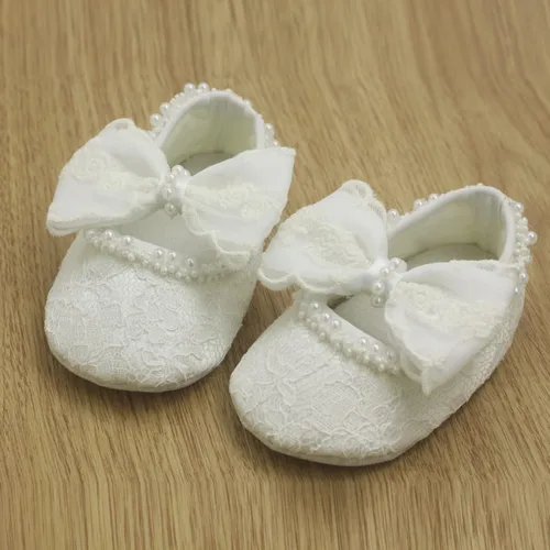 Miniatura 3 de Nihao Baby Conjunto de zapatos de bautismo y diadema blancos para niñas