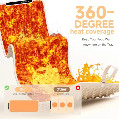 Miniatura 4 de Tapete de calentamiento para alimentos – Bandeja de calentamiento eléctrica, XXL (36 x 16 pulgadas), tapete calentador de alimentos con Beige