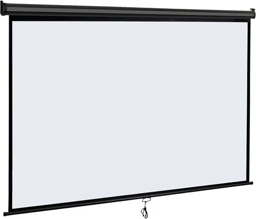 Miniatura 8 de Pantalla de proyector de 80 pulgadas 16:9 HD, portátil, manual, extraíble, pantalla panorámica retráctil montada en el techo para cine en casa