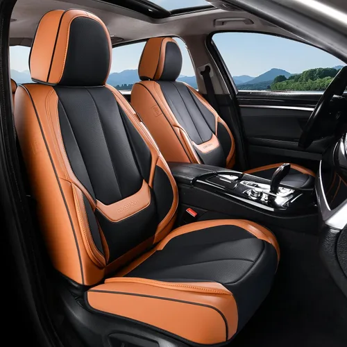 Miniatura 2 de Coverado Juego completo de fundas de asiento de automóvil, fundas de asiento negras para asientos delanteros y traseros de automóvil, protector