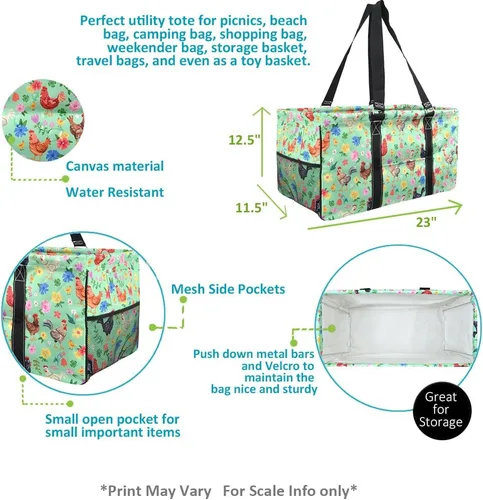 Miniatura 254 de NGIL Bolsa de comestibles reutilizable extra grande plegable de gran tamaño para comestibles, almacenamiento, picnic, playa, Bronco-negro occidental