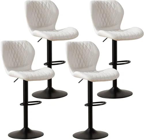 Miniatura 23 de Taburetes de bar modernos, taburetes de bar giratorios con respaldo alto, taburetes de bar de tela ajustables para sillas de isla de cocina