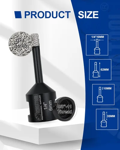 Miniatura 4 de SHDIATOOL Brocas de núcleo de diamante, 2 unidades de 1/4 de pulgada para porcelana, cerámica, ladrillo, ladrillo al vacío, sierra de agujero