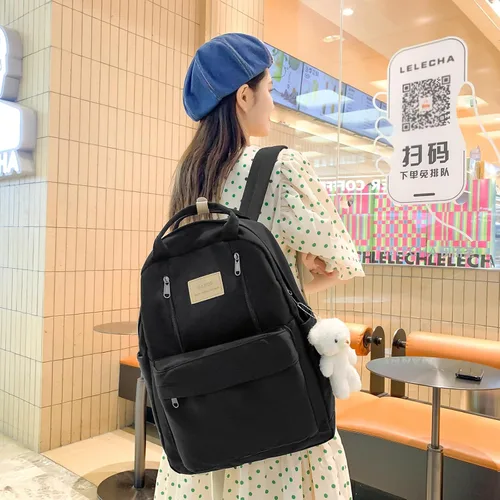 Miniatura 6 de GAXOS Bonita mochila para la escuela, mochila estética, para mujeres y niñas, bolsa negra para libros estilo coreano