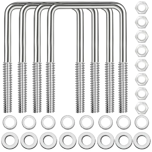 Miniatura 10 de 4 juegos de pernos en U cuadrados de acero inoxidable 304, pernos en U de 3 pulgadas de ancho, 1/2" D x 3-1/16" W x 4-5/16" L pernos en U