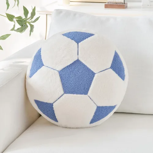 Miniatura 7 de Almohada de béisbol, almohada con forma de béisbol de 12 pulgadas, cojín de asiento con piel sintética de conejo, almohada redonda para decoración