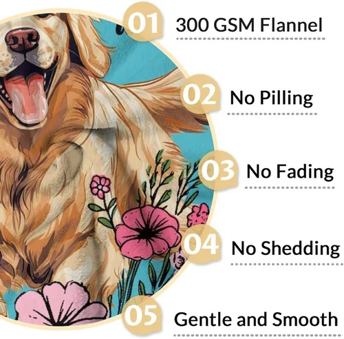 Miniatura 4 de Golden Retriever - Manta de regalo de 30 x 40 pulgadas, lindas mantas para mujeres y niñas, mantas de felpa suaves azules para sofá, oficina