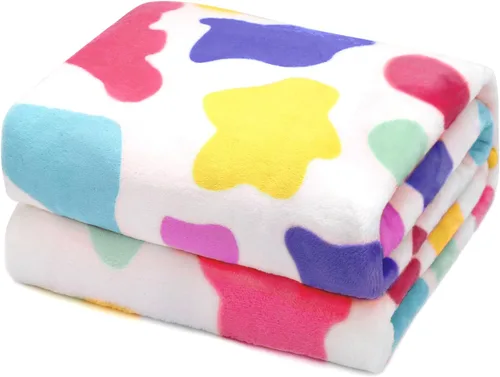 Miniatura 13 de HSEEC Manta de felpa azul con estampado de vaca, manta pequeña de franela de forro polar suave para sofá, 40 x 50 pulgadas