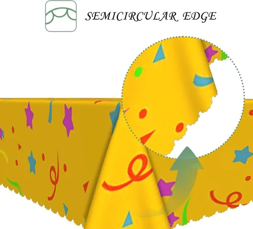 Miniatura 2 de Mantel rectangular de fiesta de 52 x 70 pulgadas, colorido con diseño de estrellas, lunares amarillos, lavable, duradero, para fiestas