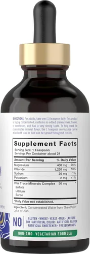 Miniatura 2 de Carlyle Vital Trace Complejo líquido de magnesio iónico 400 mg 4 onzas líquidas Gotas vegetarianas Suplemento sin OMG y sin gluten por