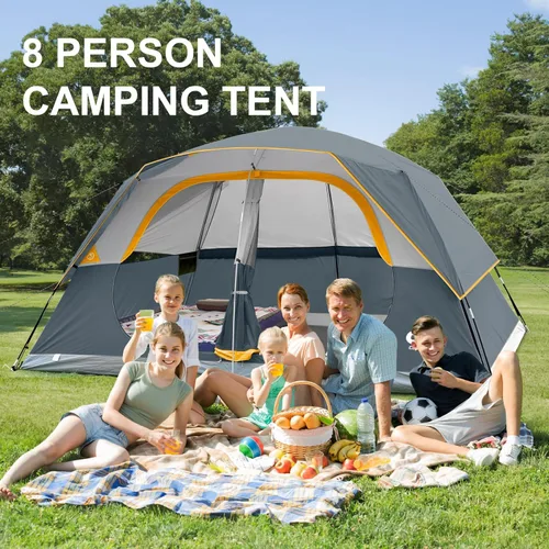 Miniatura 9 de CAMPROS CP Upgraded 6/8 Person Camping Tents, Waterproof Windproof Family Tent with Larger Mesh Windows & Door, Double Layer, Easy Set Up, gris