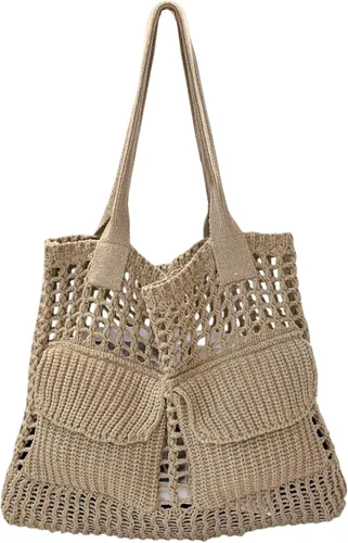 Miniatura 25 de ENBEI Bolsa de playa para mujer, diseño hueco de punto de ganchillo, elegante para la playa, viajes y uso diario