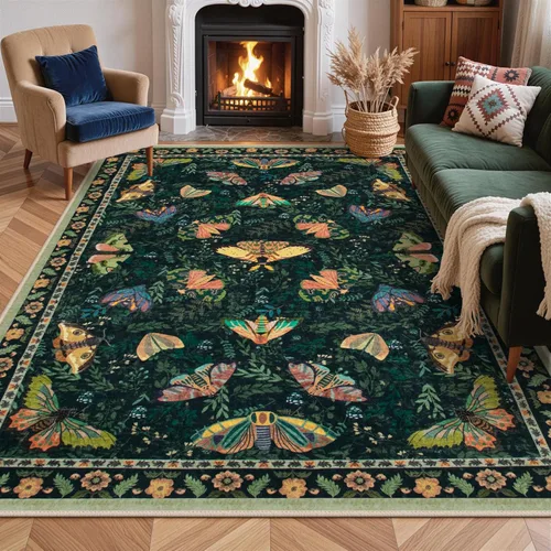 Miniatura 21 de Lahome Alfombra de Otoño Selva 5 x 7 pies para sala de estar y dormitorio, lavable a máquina, alfombra suave de atardecer para niños para sala