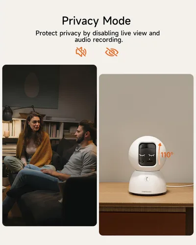 Miniatura 9 de Cámara de seguridad inteligente 3K para interiores con detección de IA humana/mascota/facial, cobertura panorámica de 360°, audio de 2 vías, Wi-Fi
