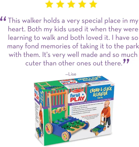 Miniatura 6 de Juguete para empujar de cocodrilo Melissa & Doug Deluxe Chomp and Clack, Estándar, talla única , Multicolor