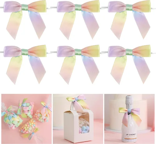 Miniatura 10 de AIMUDI Lazos de otoño de 5 colores, lazos de satén de color naranja quemado prefabricados de 3.5 pulgadas para Acción de Gracias, Halloween, boda