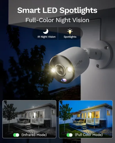 Miniatura 2 de LongPlus Cámara de seguridad Poe 4K-UHD de 8MP, funciona con NVR, cámara bala con cable, visión nocturna a color, focos LED, alarma de luz