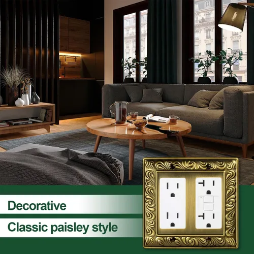 Miniatura 4 de Placa Decorativa de Pared de Latón Antiguo Cubierta de Interruptor de Luz Cubiertas de Enchufe Decorativo Placas de Interruptor Basculante