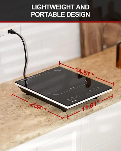 Miniatura 2 de TOPWISH Placa de inducción portátil, placa de cocción eléctrica de un solo quemador, quemador de encimera con 10 niveles de temperatura