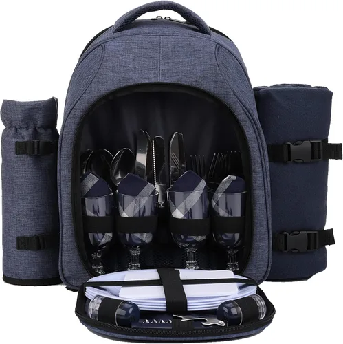 Miniatura 18 de apollo walker - Mochila para picnic para 2 personas con compartimento refrigerado, soporte desmontable para botella/vino, manta de forro polar