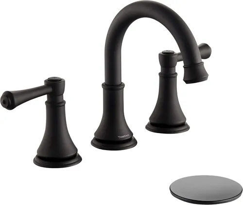 Miniatura 7 de TimeArrow Grifo de Lavabo de Baño Cromado de Dos Manijas de 8 Pulgadas Separado con 3 Orificios con Desagüe Pop-Up, Grifo Moderno de Arco Alto