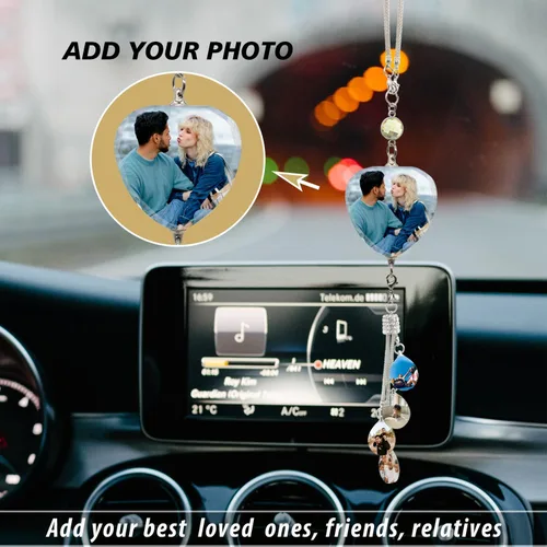 Miniatura 2 de Accesorios de coche colgantes de cristal con foto personalizada para mujeres y hombres, imágenes personalizadas para espejo retrovisor del Style 17