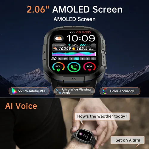 Miniatura 7 de Reloj inteligente para hombre, rastreador de actividad física: militar resistente al agua, responder llamada, relojes digitales para hombre, correr