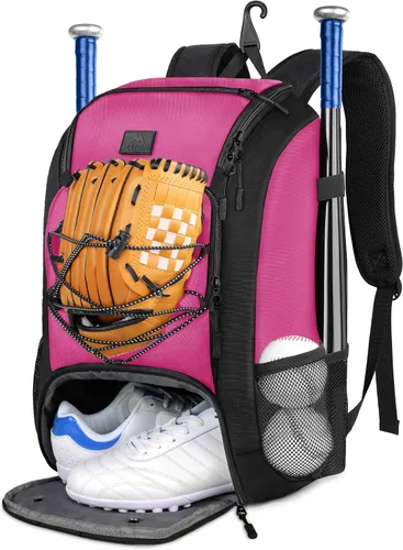 Miniatura 13 de MATEIN Mochila de Béisbol, Bolsa de Bate de Sóftbol con Compartimento para Zapatos para Jóvenes, Niños y Adultos, Bolsa de Béisbol Ligera con Gancho