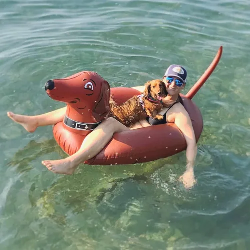 Miniatura 2 de GoFloats Wiener Dog Party Tube - Balsa inflable con estilo (para adultos y niños)