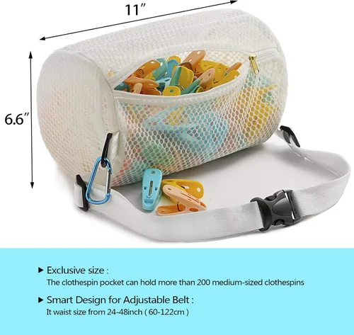 Miniatura 3 de Bolsa de malla con cremallera de panal para tendedero, paquete de cintura de muchas maneras de usar, tela transpirable, gran apertura, gran