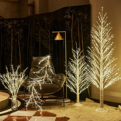 Miniatura 3 de BAOLITVINE Árbol de Navidad alpino de 6 pies, 810 luces LED blancas cálidas, árbol blanco artificial con luces para el hogar, festival de Navidad