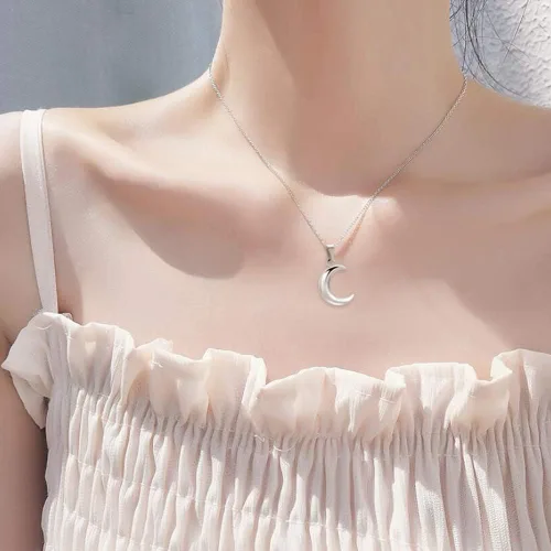 Miniatura 4 de Imrsanl Joyería de cremación para cenizas, collar de urna de luna, medallón conmemorativo de acero inoxidable, joyería de recuerdo para cenizas