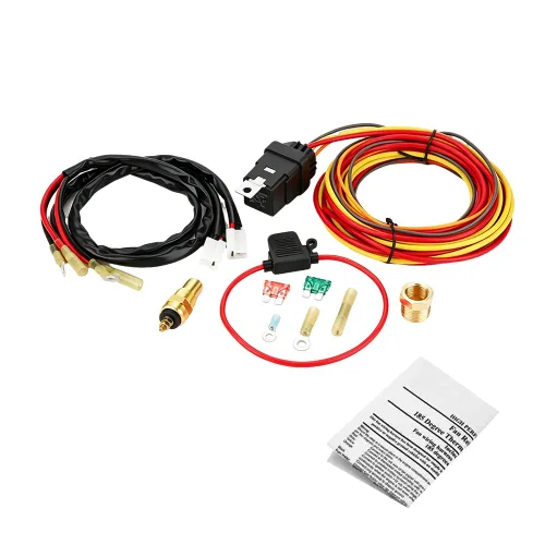 Kit de arnés de cables para ventilador de enfriamiento eléctrico, termostato de 185 grados encendido a 165 grados, relé de 40/50 amperios
