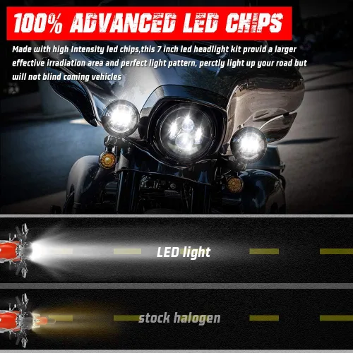 Miniatura 7 de Faro delantero de luz LED de 7 pulgadas para motocicleta compatible con Harley Davidson Street Glide, Road King, Electra Glide, Fat Boy, Heritage