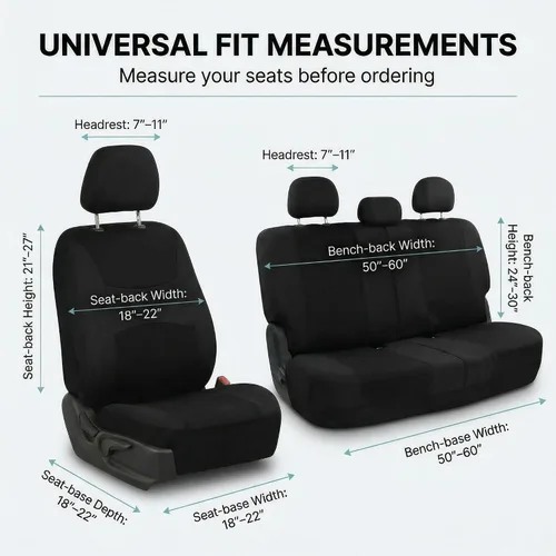 Miniatura 6 de Juego de funda para asiento bolsas de aire de tela negra ligera y fresca FH Group FH-FB030115-SEAT lista para separar; se ajusta a la mayoría