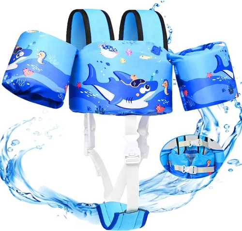 Chaleco de natación para niños pequeños, flotadores para niños de 22 a 66 libras, chaleco de natación extraíble con correa de entrepierna y arnés de