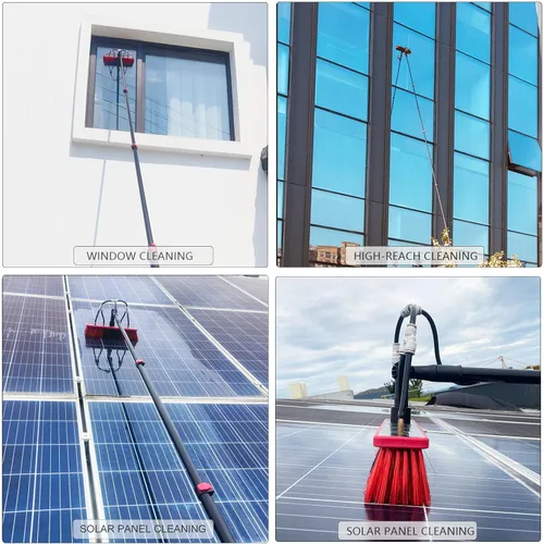 Miniatura 7 de Kit de cepillo de poste alimentado por agua de limpieza de ventanas con dispensador de jabón telescópico extensible panel solar herramienta de lavado