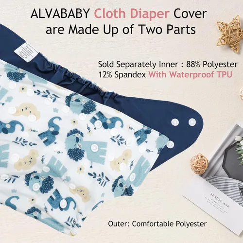 Miniatura 3 de ALVABABY Baby Cloth Diaper Cover, Swim Diaper,Nappy Shell Baby Girls and Boys Perro y elefante