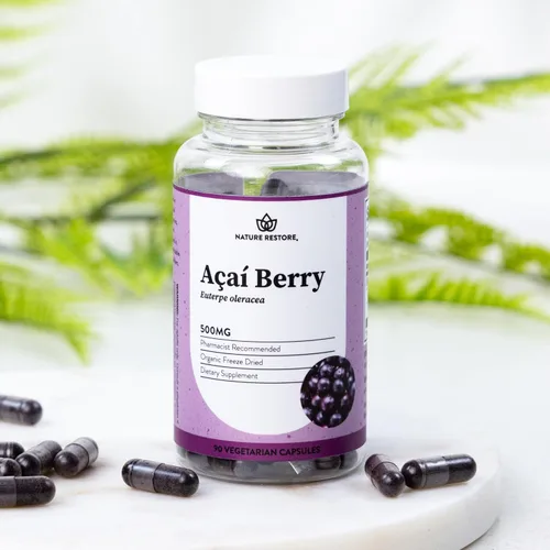 Miniatura 5 de Nature Restore Suplemento orgánico de bayas de acai, liofilizado, 90 cápsulas de bayas de acai, sin OMG, sin gluten, vegano