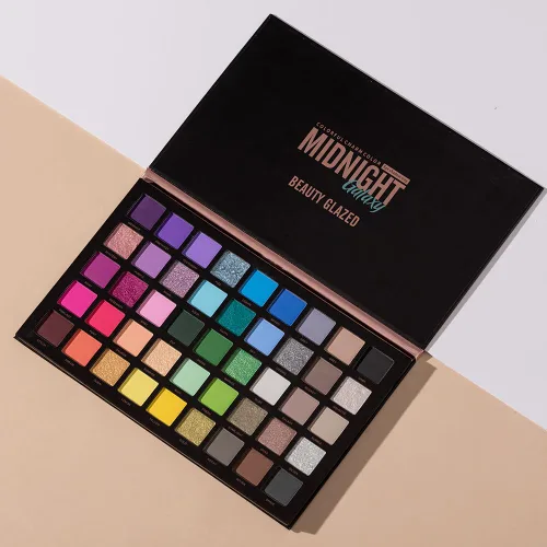 Miniatura 8 de Bold Dimensions Paleta de sombras de ojos, 45 tonos de mate, brillo y purpurina en morado, verde, amarillo, rosa y gris, alto pigmento, duradero
