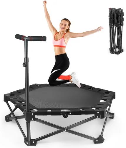 Mini trampolín plegable: plegable y abierto en un solo paso, trampolín de rebote de 42 pulgadas para adultos y niños, carga máxima de 450 libras,