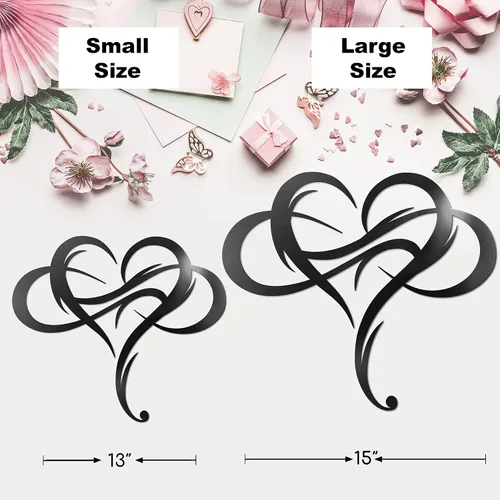 Miniatura 8 de Vivegate Decoración de pared de metal con forma de corazón infinito, placa única de letrero de amor, arte geométrico de acero, juego de decoración
